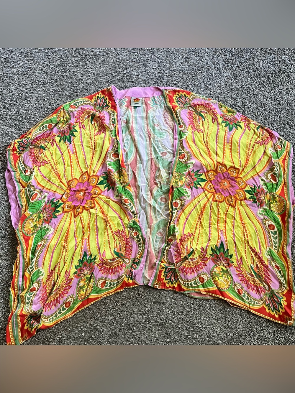 Anthropologie Farm Rio Womens XS Beach Toucan Scarf Kimono Coverup Resortcore